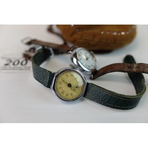 200 - Two Early 20th century Mechanical Wristwatches together with Steel Studded Leather Purse and a Small... 