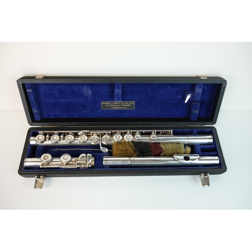 201 - Cased Romilly ' Graduate ' Flute by Rudall, Carte & Co, London, the mouth piece stamped Sterling