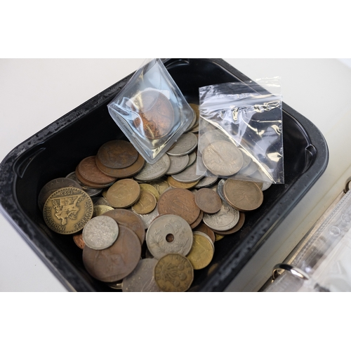 202 - Coins - Album including GB, approx. 245 coins in total together with a Tub of World including GB, as... 