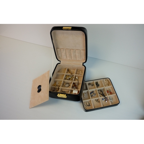 206 - Black Jewellery Case containing various pairs of Earrings including Silver and Gold together with ot... 