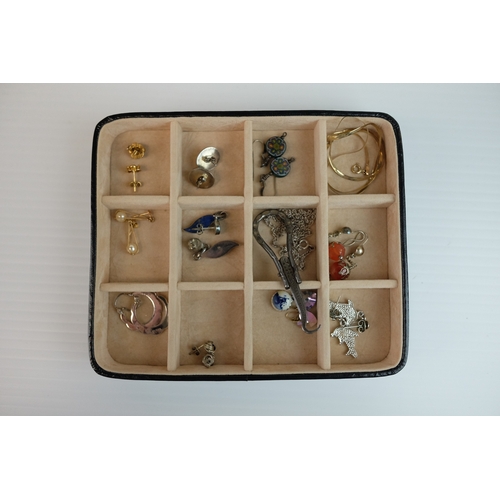 206 - Black Jewellery Case containing various pairs of Earrings including Silver and Gold together with ot... 