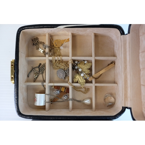 206 - Black Jewellery Case containing various pairs of Earrings including Silver and Gold together with ot... 