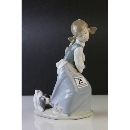 25 - Two Lladro Figures, ' Tug of War ' model no. 4982 and ' Bashful Bather ' model no. 5455, tallest 21c... 