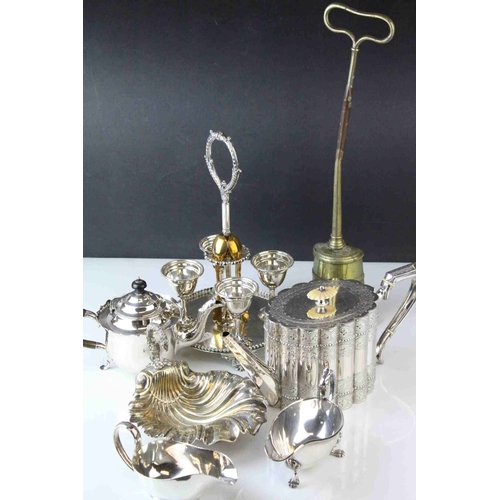 33 - Silver Plate - Victorian and Later including a Four Egg Cup Stand, Scallop Shaped Bowl, Mappin and W... 