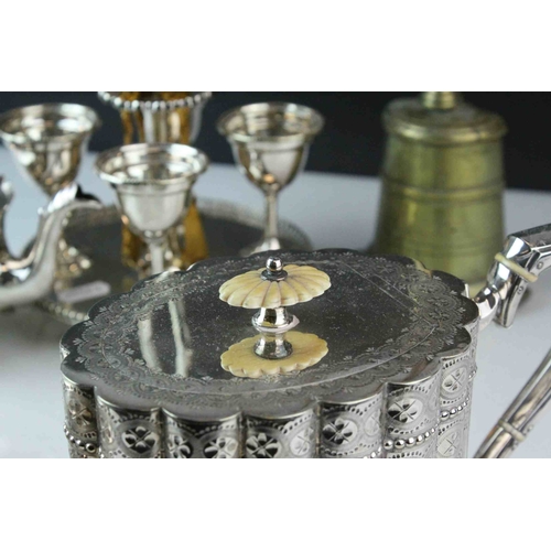 33 - Silver Plate - Victorian and Later including a Four Egg Cup Stand, Scallop Shaped Bowl, Mappin and W... 