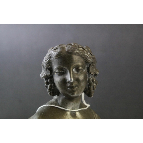 44 - Two 19th century Spelter Busts of Classical Ladies, 14cms high