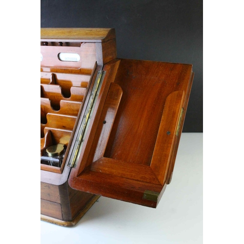 47 - Victorian Mahogany Stationery Cabinet, the sloping front with two doors opening to reveal a fitted i... 