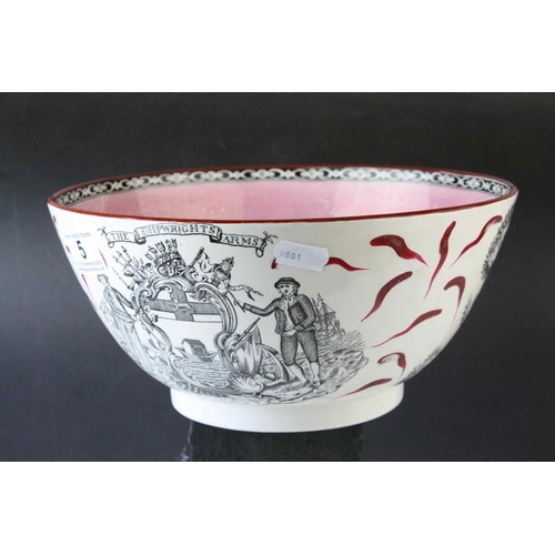 5 - Two 19th century Sunderland Pink Lustre Bowls ' Ship Caroline / The Shipwreck Arms ' and ' The Sailo... 