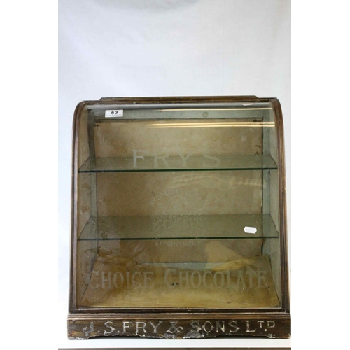 53 - Early 20th century Fry`s Choice Chocolate Advertising Display Cabinet, the curved glass front etched... 