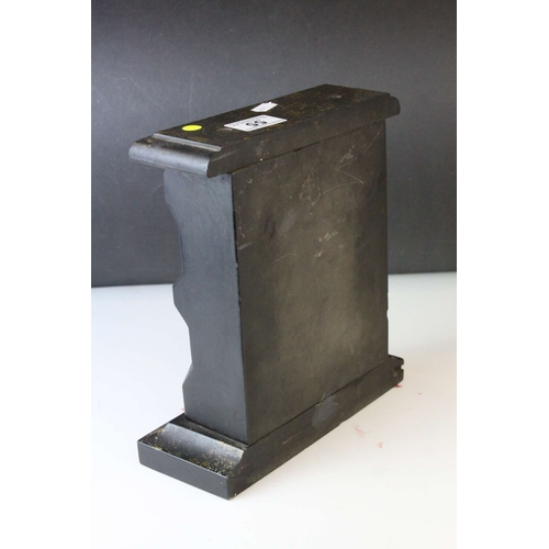 55 - 19th century Slate and Marble Plinth with Faux Drawers and Knob Handles, 23cms wide x 26cms high