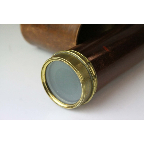 56 - 19th century Mahogany and Brass Three Drawer Telescope inscribed Bate, London, 76cms long, contained... 