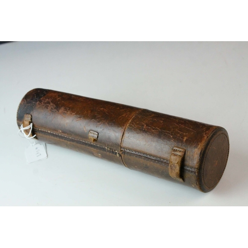 56 - 19th century Mahogany and Brass Three Drawer Telescope inscribed Bate, London, 76cms long, contained... 