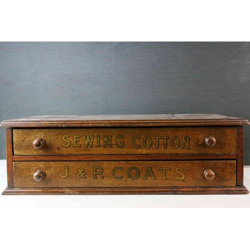 58 - Early 20th century Haberdashery Advertising ' Kerr & Co N.M.T ' Sewing Cotton Cabinet of Two Dra... 