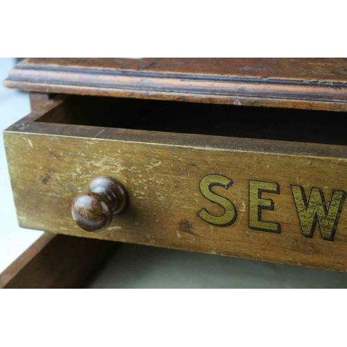 58 - Early 20th century Haberdashery Advertising ' Kerr & Co N.M.T ' Sewing Cotton Cabinet of Two Dra... 