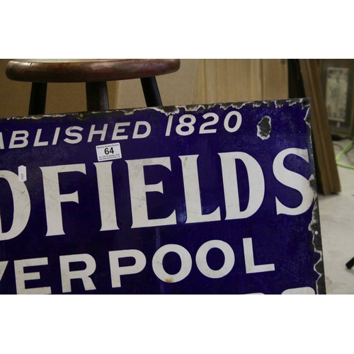 64 - Enamel Advertising Sign ' Hadfields Fertilizers ', 46cms x 77cms