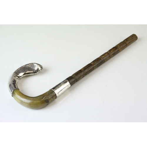 74 - Silver Hallmarked and Horn Walking Cane Handle, London 1901