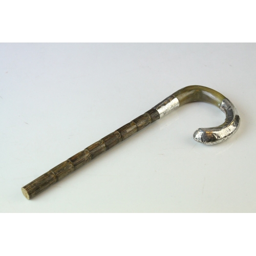 74 - Silver Hallmarked and Horn Walking Cane Handle, London 1901