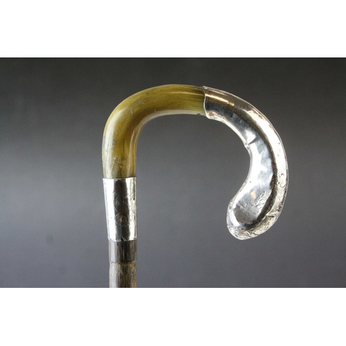 74 - Silver Hallmarked and Horn Walking Cane Handle, London 1901