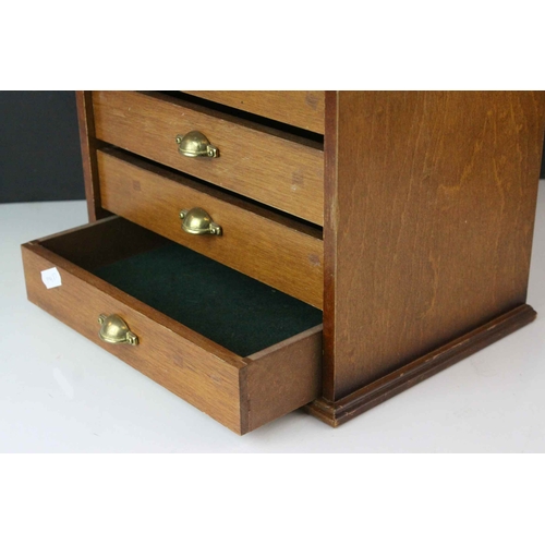 76 - Table Top Collectors Cabinet with Six Felt Lined Drawers, 27cms wide x 34cms high