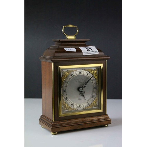 81 - Elliott of London Mahogany Cased Bracket Clock retailed by Garrard & Co Ltd, 23cms high