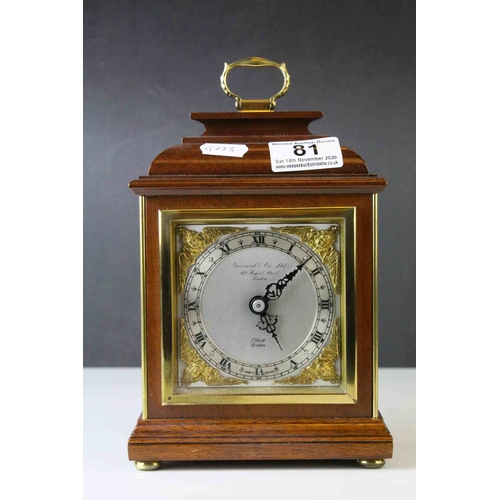 81 - Elliott of London Mahogany Cased Bracket Clock retailed by Garrard & Co Ltd, 23cms high