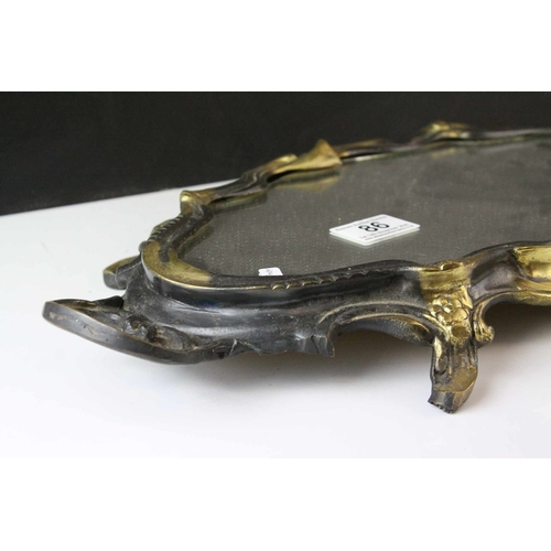 86 - Brass Classical Style Mirrored Tray with Handles