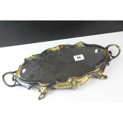 86 - Brass Classical Style Mirrored Tray with Handles