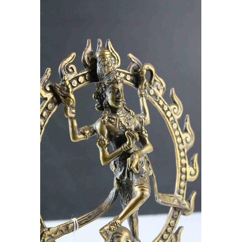 87 - Vintage Brass Statue of an Indian Deity standing on a Buddha's Back