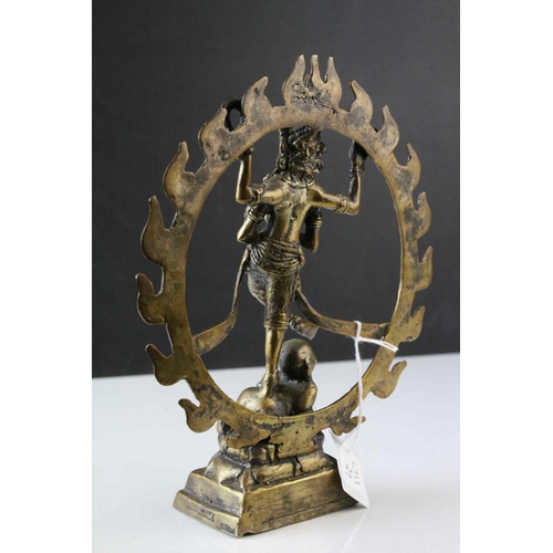 87 - Vintage Brass Statue of an Indian Deity standing on a Buddha's Back