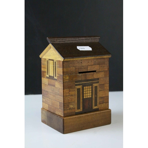 88 - Specimen Wood Moneybox in the form of a House, 14cms high