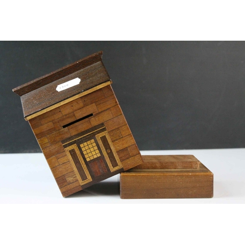 88 - Specimen Wood Moneybox in the form of a House, 14cms high