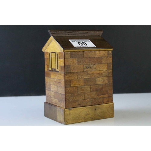 88 - Specimen Wood Moneybox in the form of a House, 14cms high