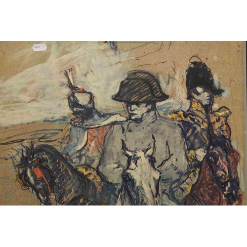 89 - Mid 20th century Print on Board of Napoleonic Men on Horseback, 56cms x 44cms, framed