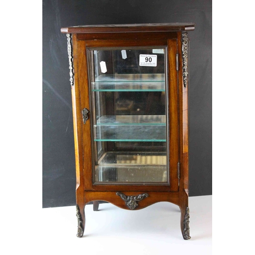 90 - French Style Table Top Display Cabinet with Gilt Metal Mounts, the single glazed door opening to rev... 