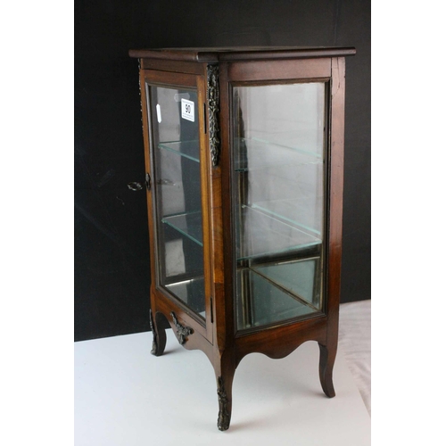 90 - French Style Table Top Display Cabinet with Gilt Metal Mounts, the single glazed door opening to rev... 