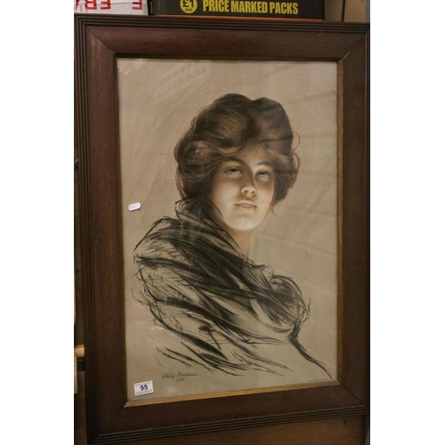 95 - Philip Boileau Lithographic Print of ' Peggy ', 69cms x 46cms, oak framed and glazed