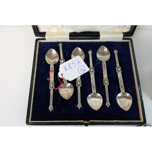 211 - Cased Set of Six Silver Plated Coffee Spoons, Silver Locket and other Items