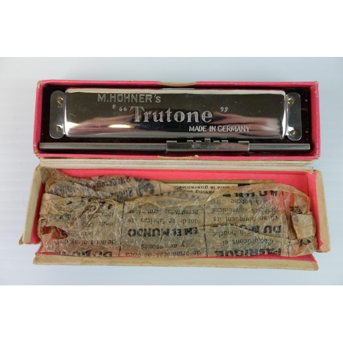 213 - Three Boxed Hohner Harmonicas including The Hohner Band, Trutone and The Chromonica