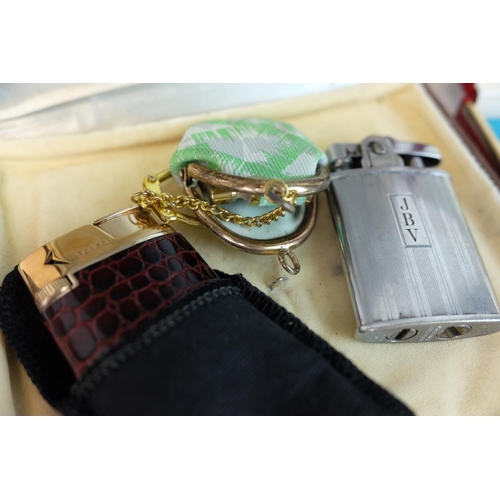 217 - Mixed Lot including Two Ronson Lighters, a Lighter and Purse Set, Cased Gold Plated Pen and Cufflink... 