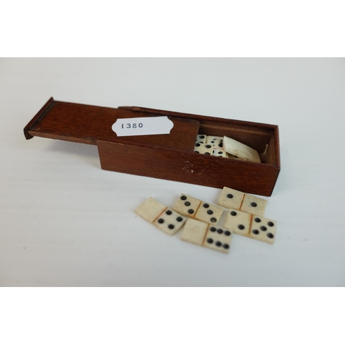 222 - Mixed Lot including an Ivory Box with screw-on lid, Miniature Wooden Cased Set of Bone Dominoes (poo... 