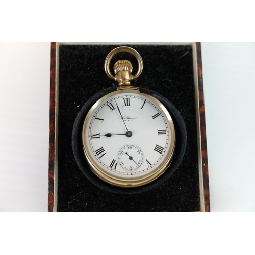 239 - Gold Plated Waltham Pocket Watch marked to inside ' Star ' and ' Dennison ', the white enamel face w... 