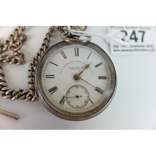 247 - Silver Cased Pocket Watch, the enamel face marked ' The Express English Lever, J & G Graves, She... 