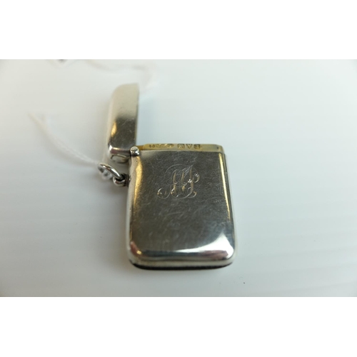 271 - Silver Vesta Case, plain body with engraved initials, Chester 1911 Sampson Mordan Co Ltd