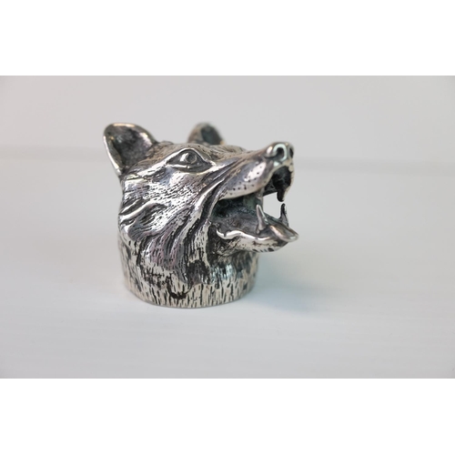 291 - White Metal Bottle Opener in the form of a Wolf's Head