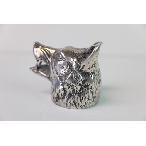 291 - White Metal Bottle Opener in the form of a Wolf's Head