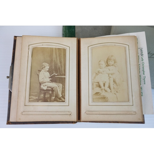 299 - Small Victorian CDV / Photograph Album, leather covered, with various family portraits mainly of Chi... 