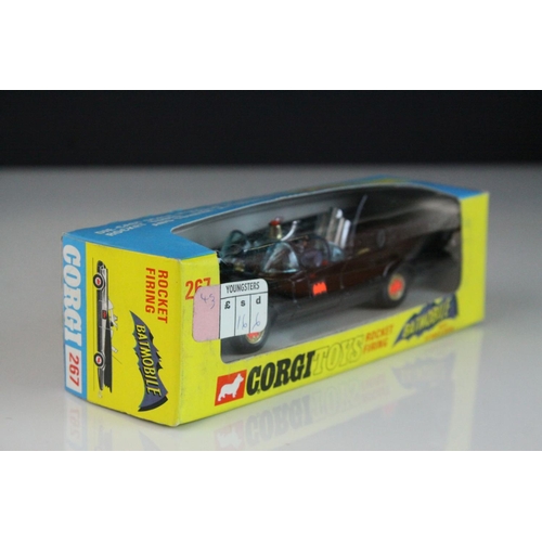 1005 - Boxed Corgi 267 Batmobile diecast model with Batman & Robin figures complete with secret instruction... 