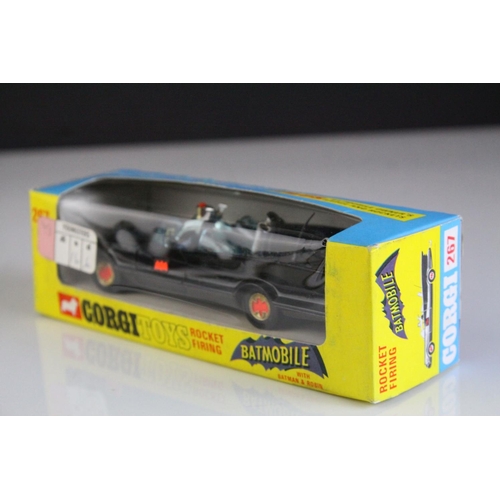 1005 - Boxed Corgi 267 Batmobile diecast model with Batman & Robin figures complete with secret instruction... 