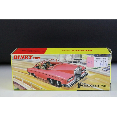 1008 - Boxed Dinky 100 Thunderbirds Lady Penelope's Fab 1 diecast model in fluorescent pink, complete with ... 