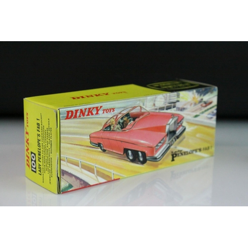 1008 - Boxed Dinky 100 Thunderbirds Lady Penelope's Fab 1 diecast model in fluorescent pink, complete with ... 